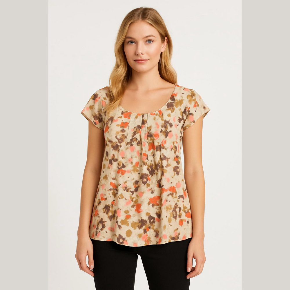 Calvin Klein Jeans Abstract Floral Print Scoop Neck Top S